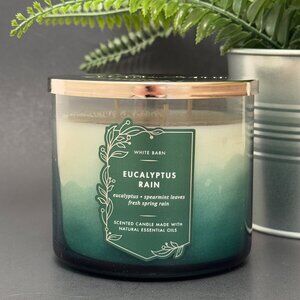 BBW Eucalyptus Rain White Barn Bath & Body Works 3 Wick Candle